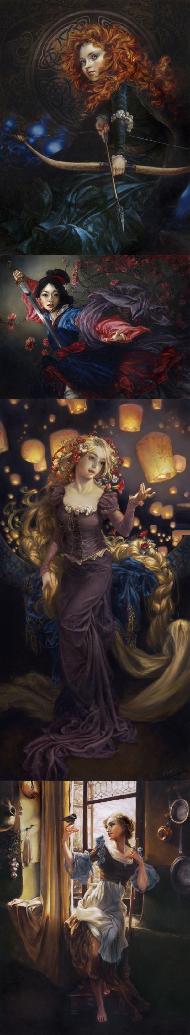 Disney princesses in oil