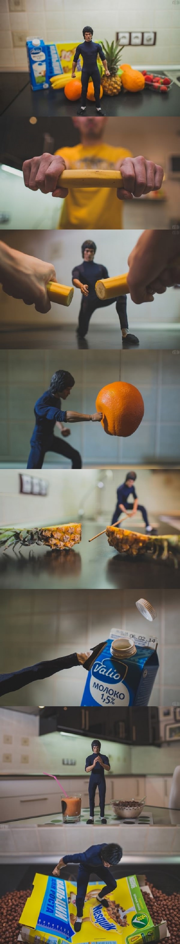 Bruce Lee makes breakfast