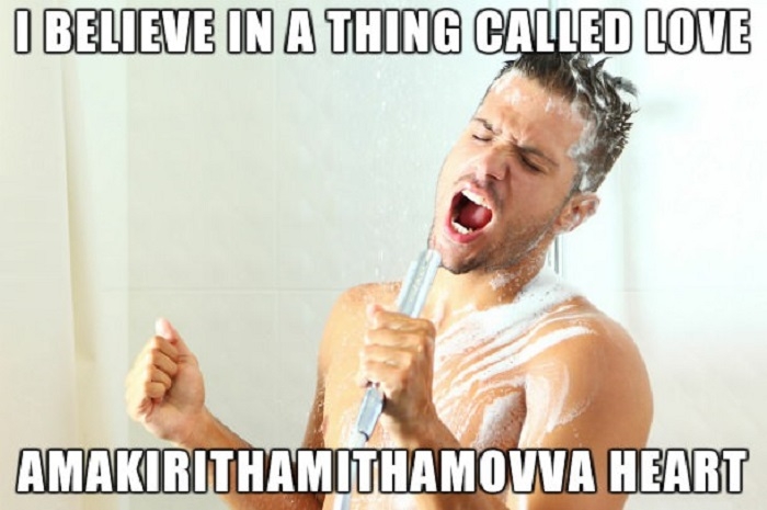 Enthusiastic shower singer