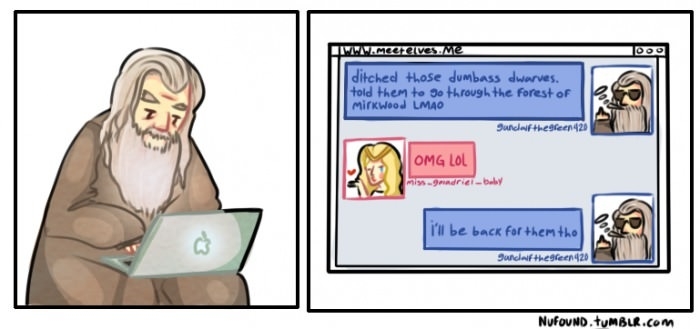 Gandalf on his laptop