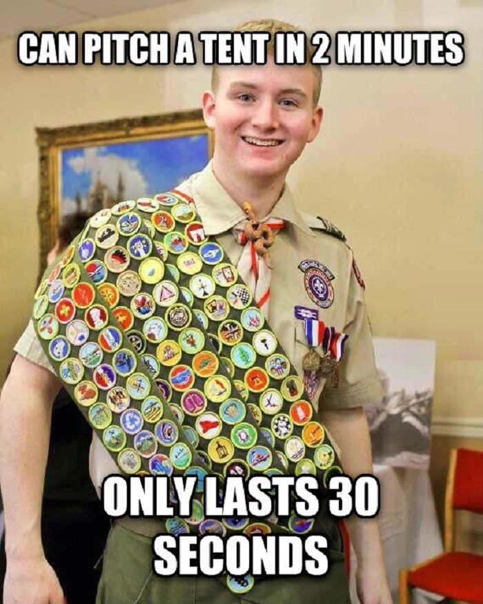 Eagle scout goes camping