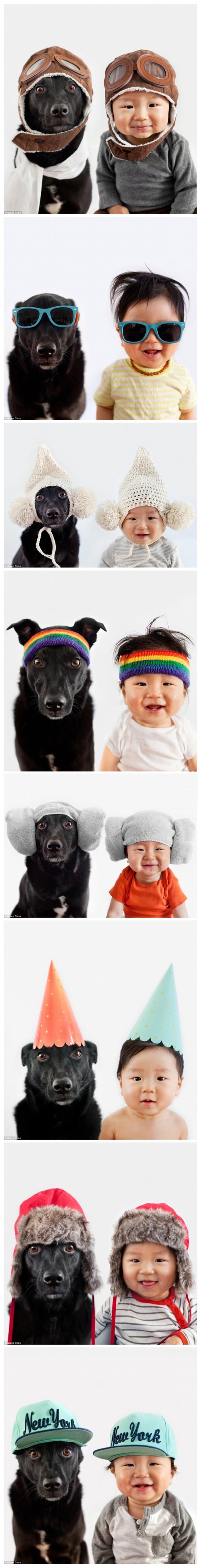 A dog and her little boy