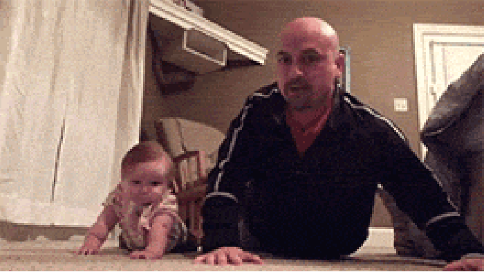Dad & daughter push-ups