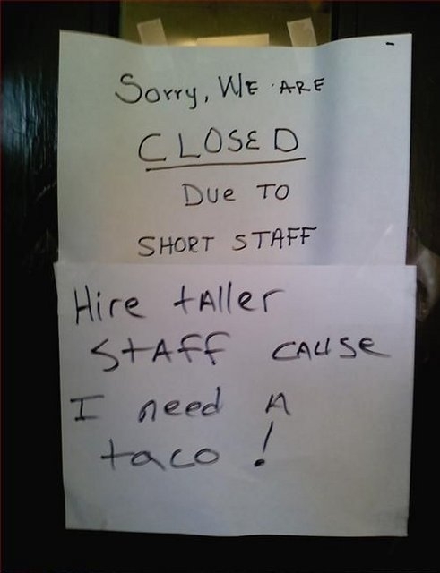 Closed Due To Short Staff