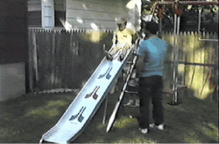 Falling off a slide