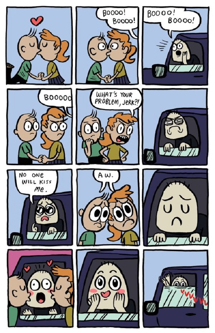 Boo to kissing