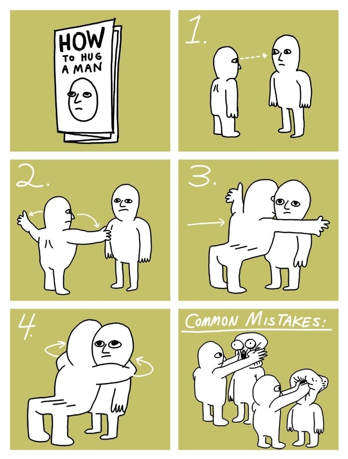 How to hug a man