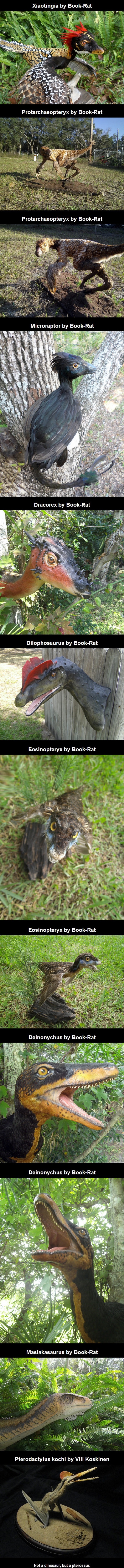 Life-like taxidermied dinosaurs