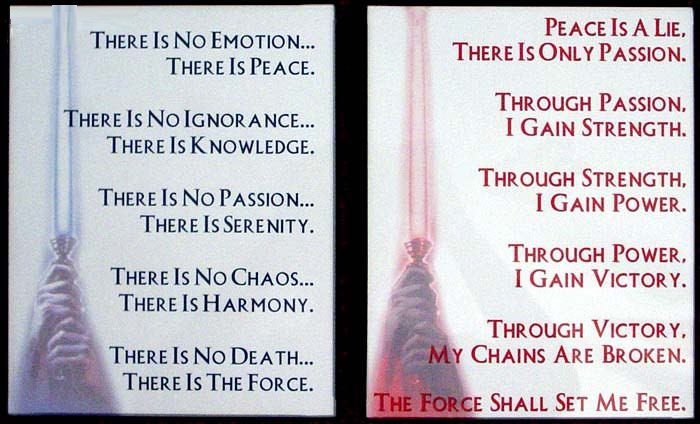 Jedi code VS Sith code