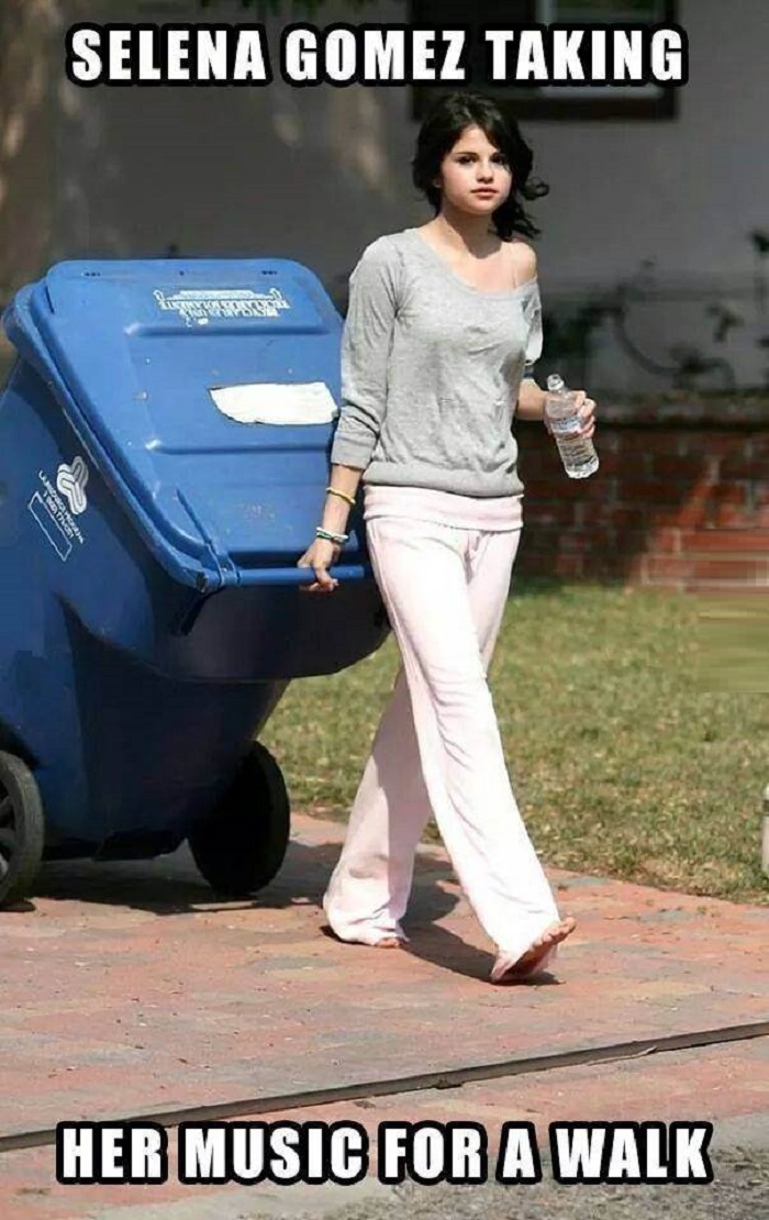 Selena taking out the trash