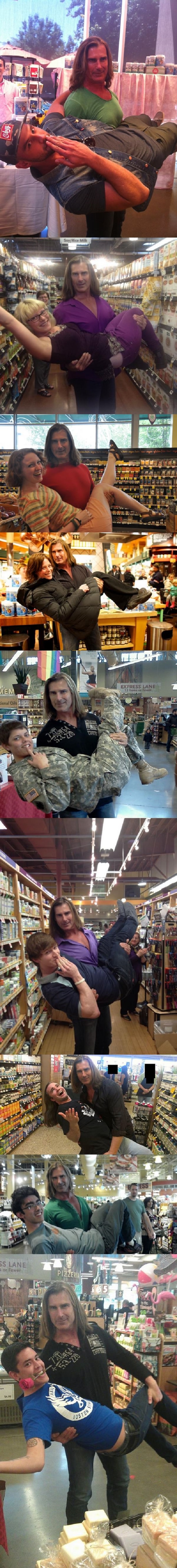 At the market with Fabio