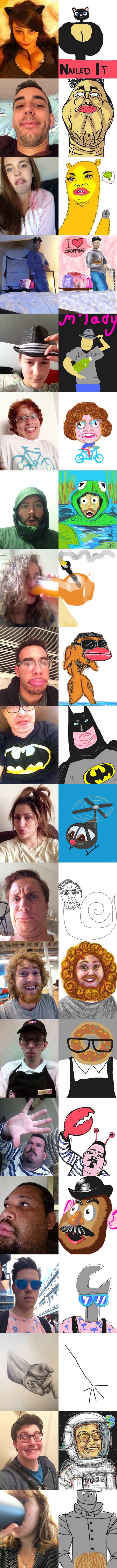 Selfies drawn by strangers