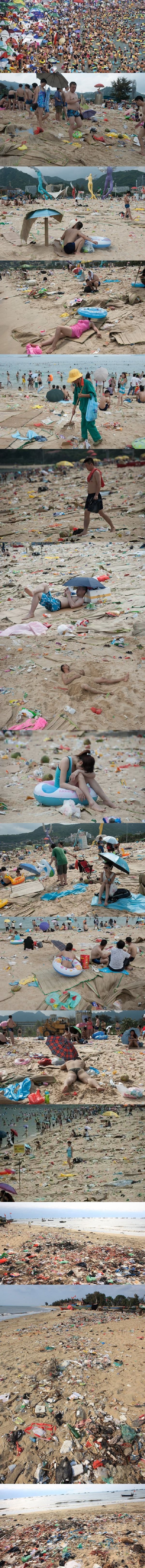 Dirty beaches in China