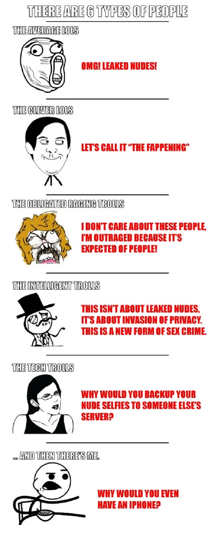 There are 6 types of lol