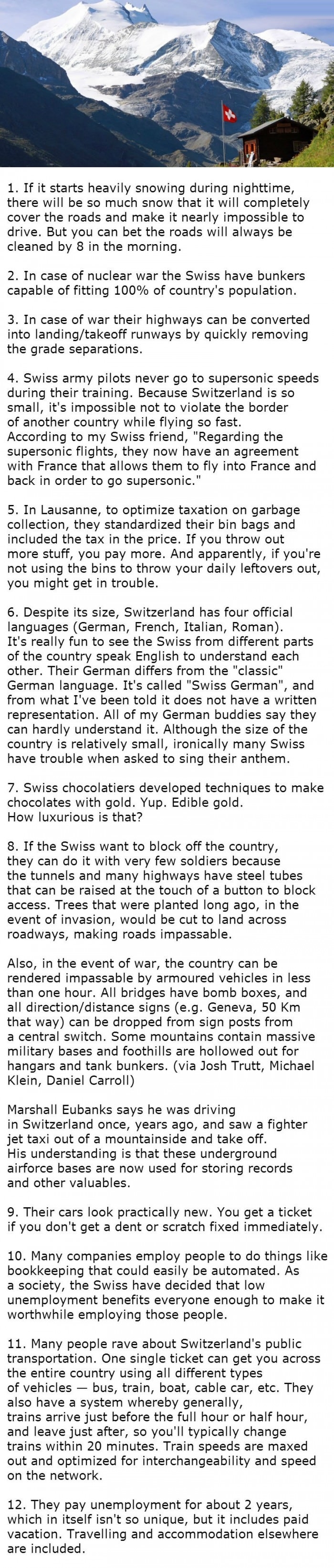 Facts about Switzerland