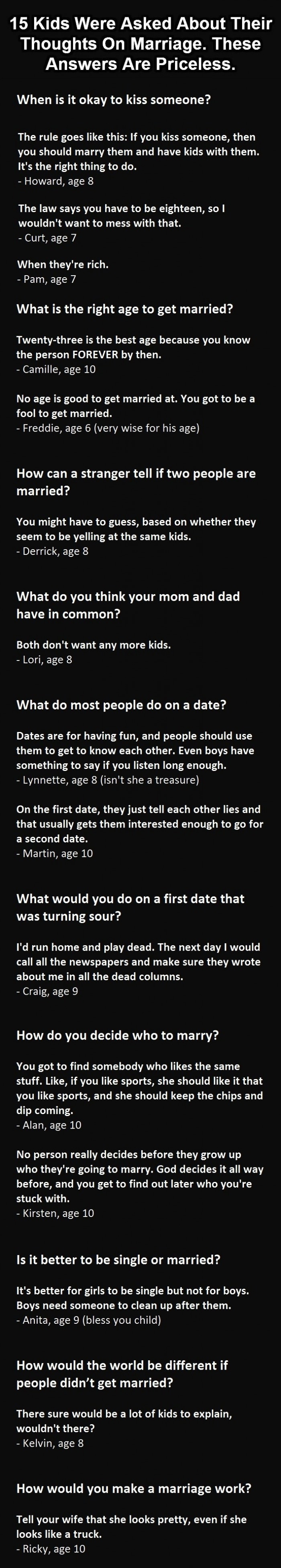 Kids asked about marriage