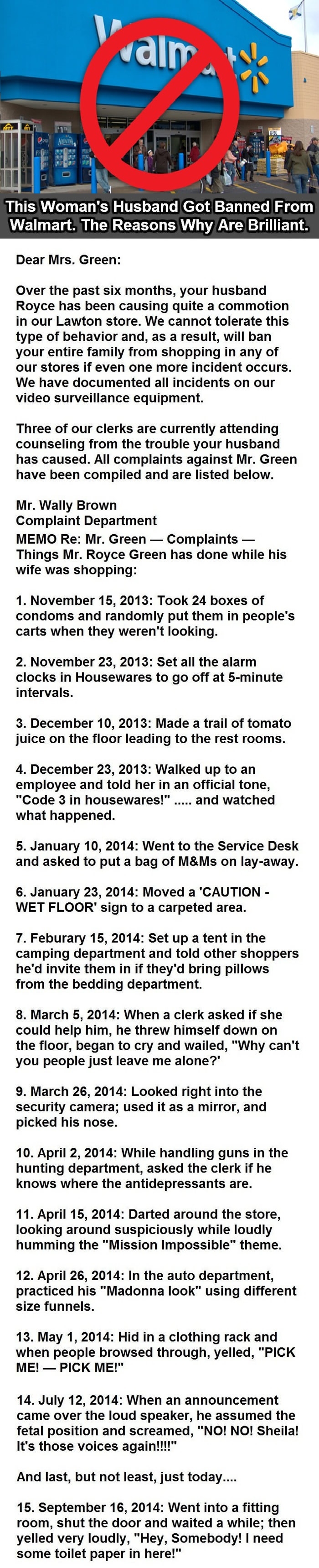 Man barred from Walmart