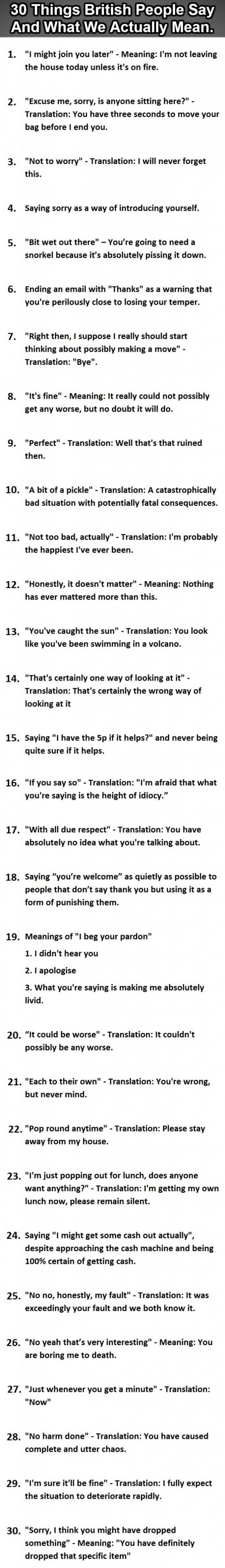 Things British people say