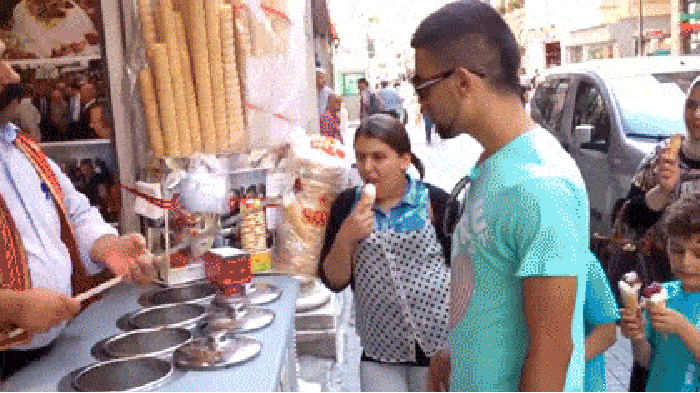 Funny ice-cream vendor