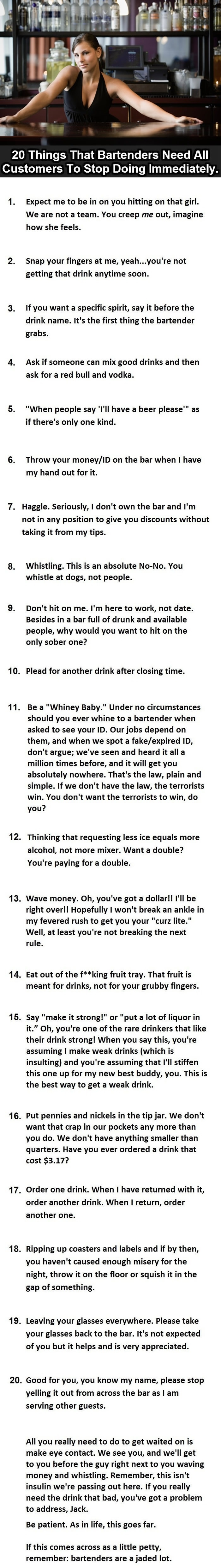 Things not to do at the bar