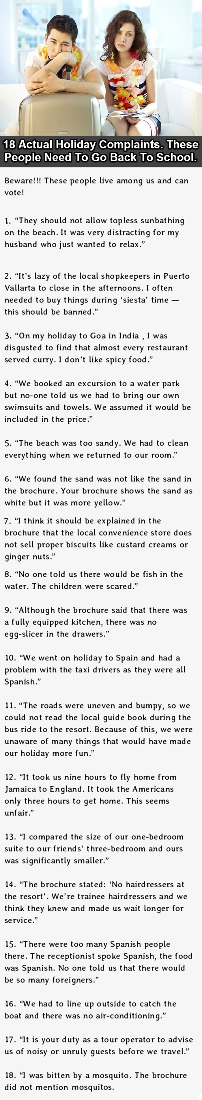 Stupid holiday complaints