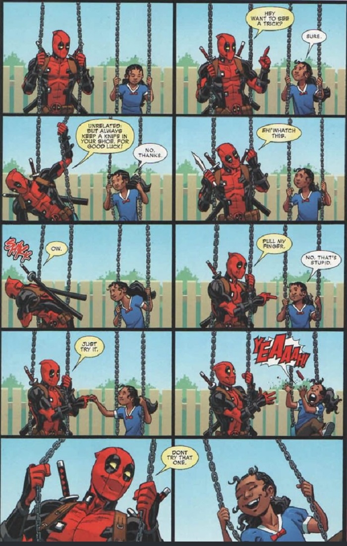 Deadpool interacts with kids