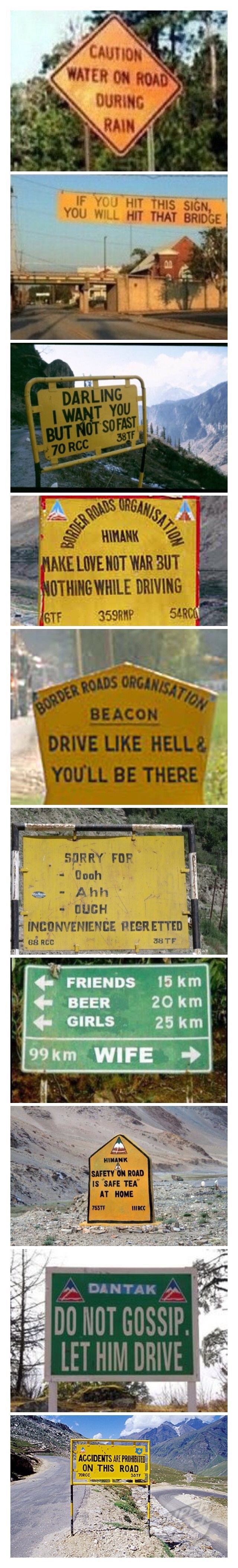 Funny road signs in India