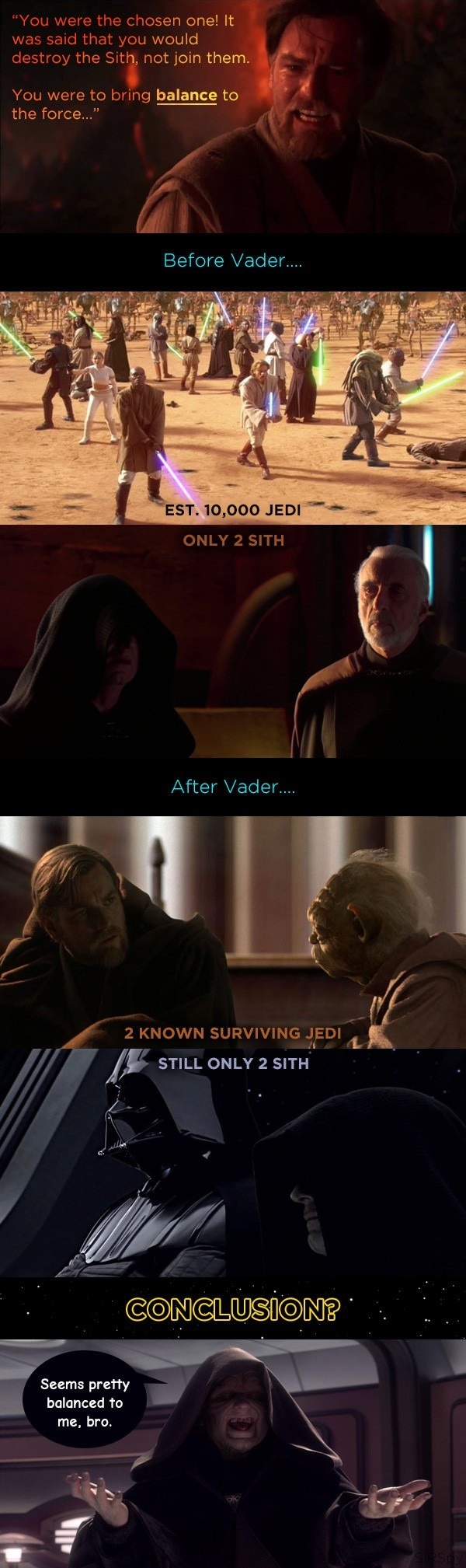 Vader balanced the Force