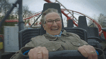 Granny rides rollercoaster