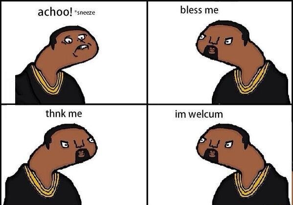 Kanye West sneezing