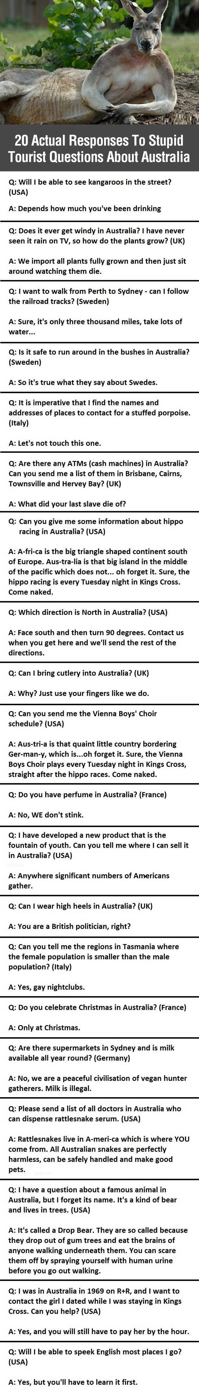 Stupid tourist questions