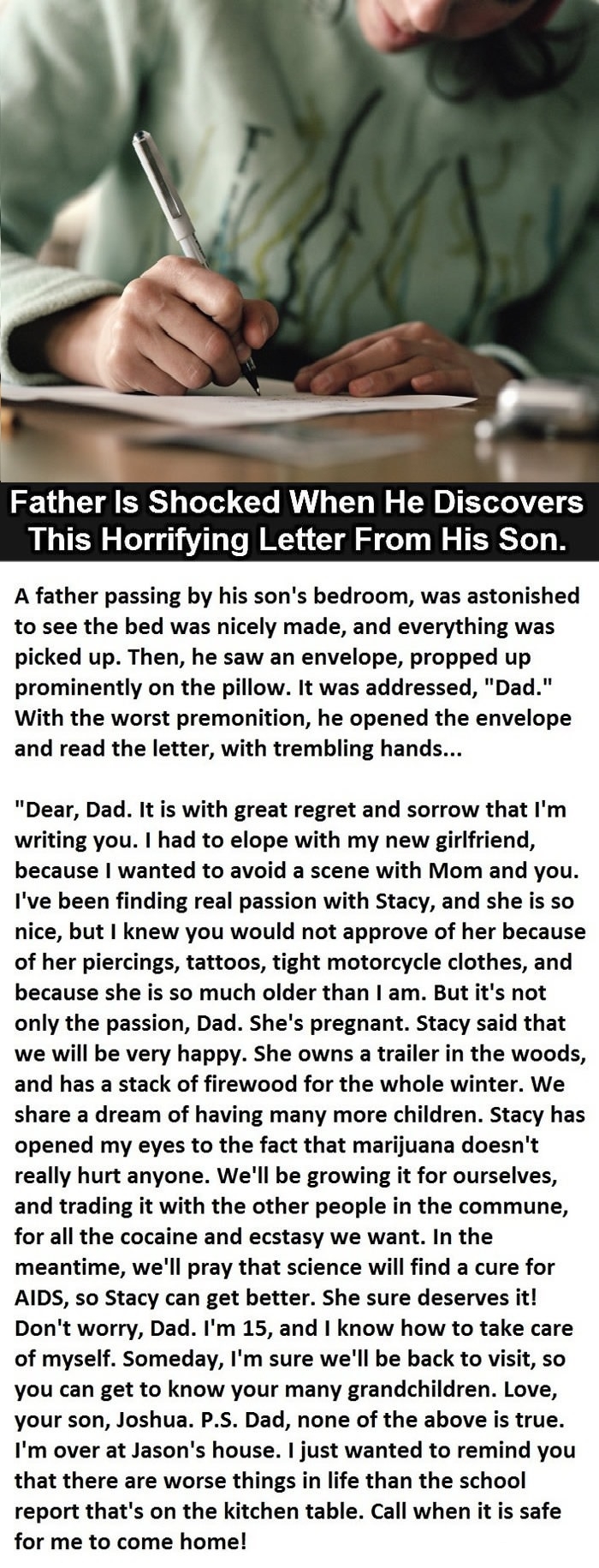 Dad finds horrifying letter