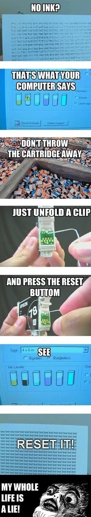 Reset printer ink hack