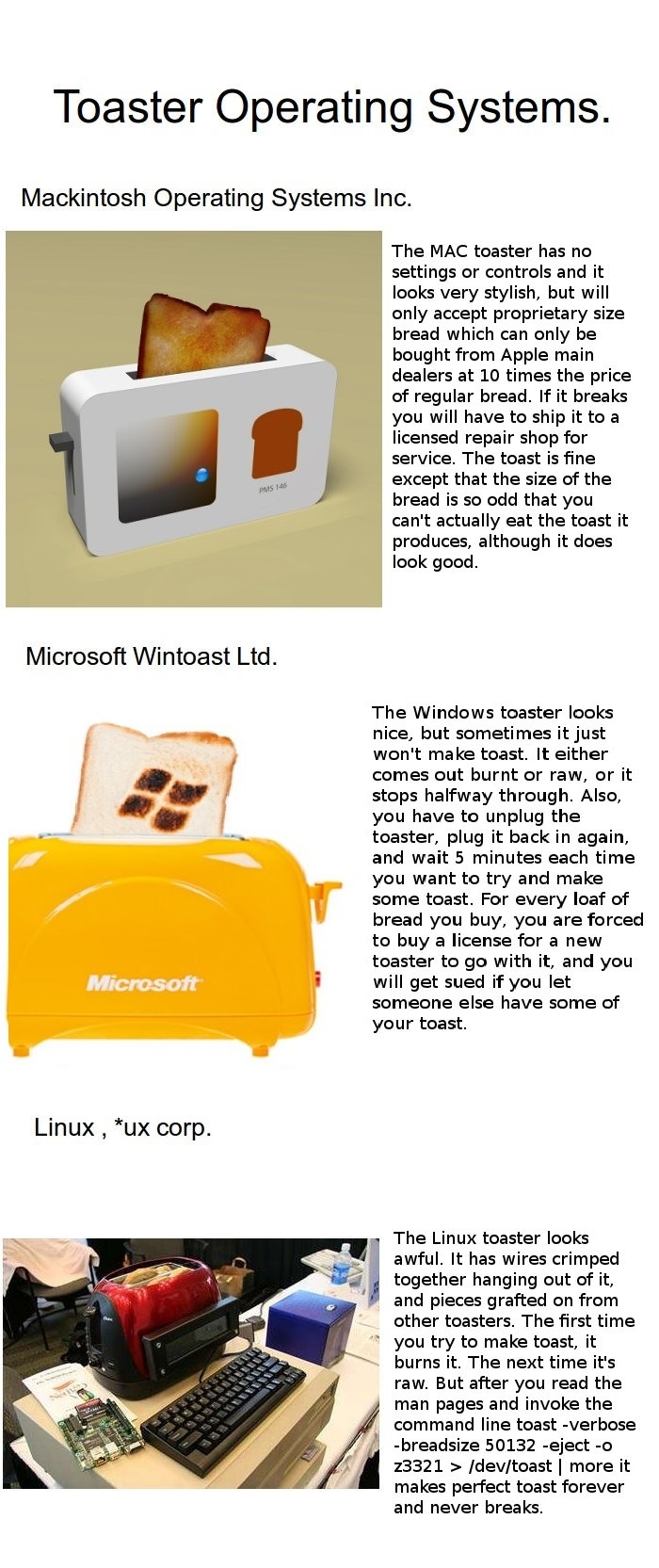 Toaster operating systems