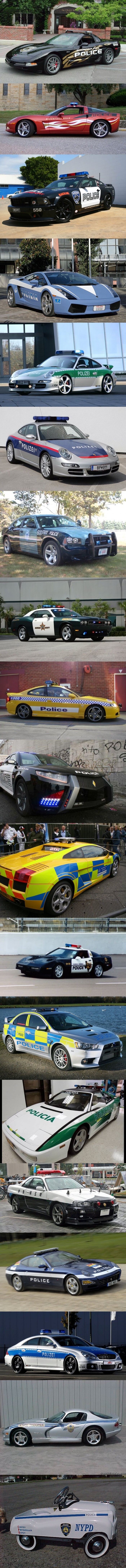 Police cars around the world