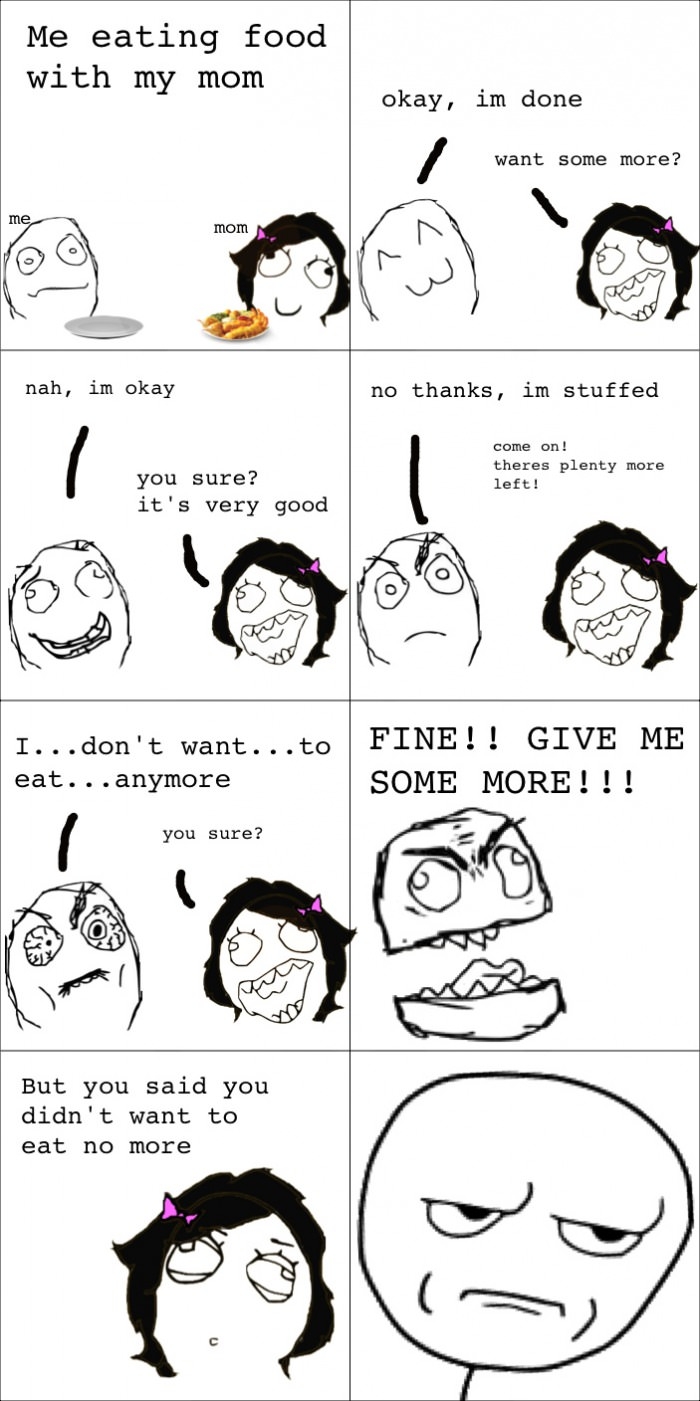 Eating food with mom