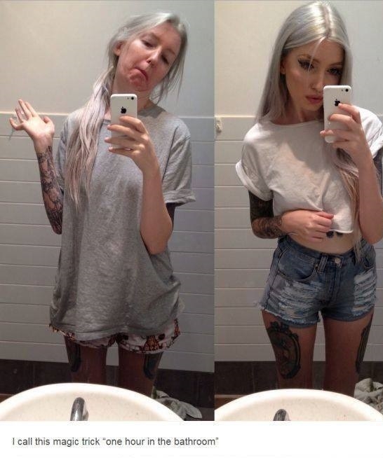 1 hour in the bathroom