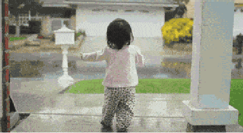 First walk in the rain