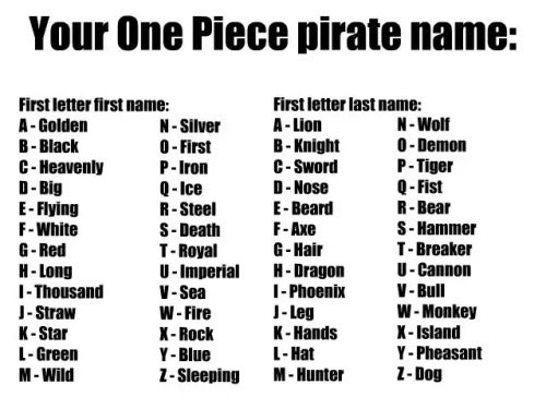 One Piece pirate name