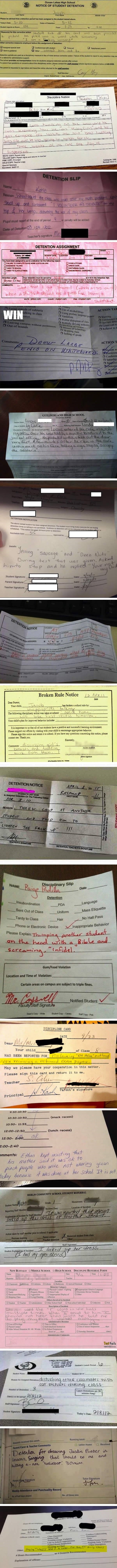 Hilarious detention slips