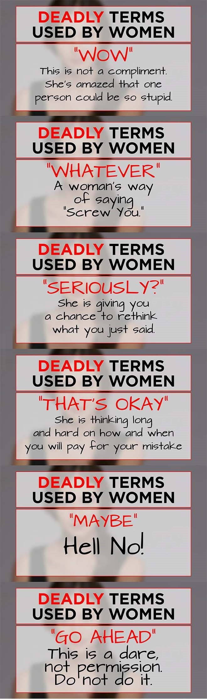 Deadly terms used by women