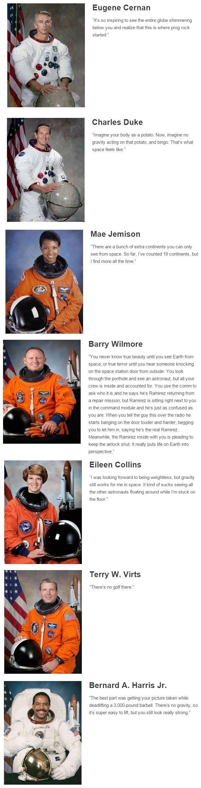 Astronauts describe space