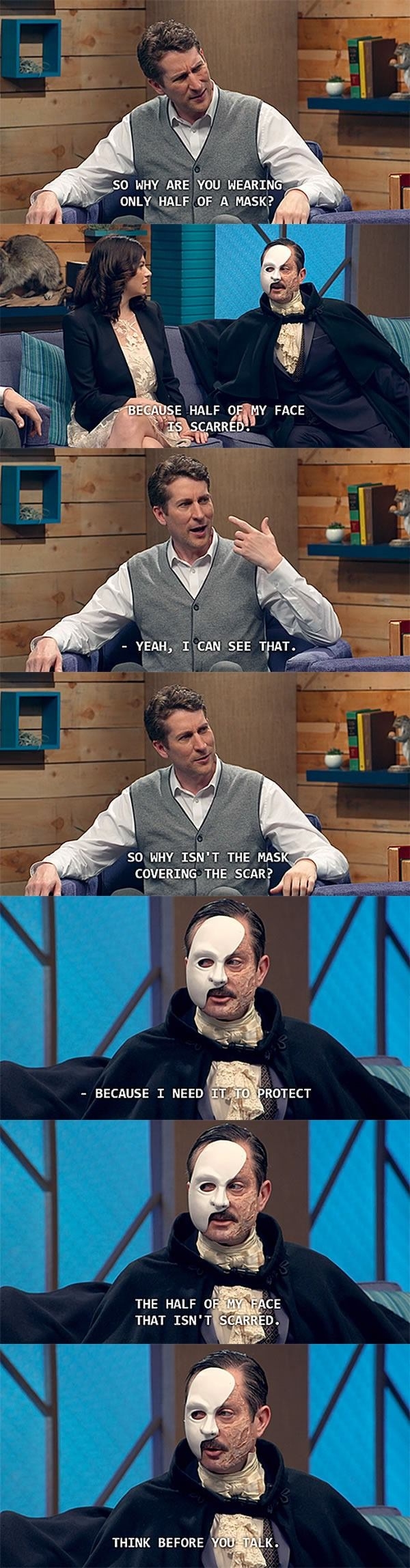 Wearing half of a mask