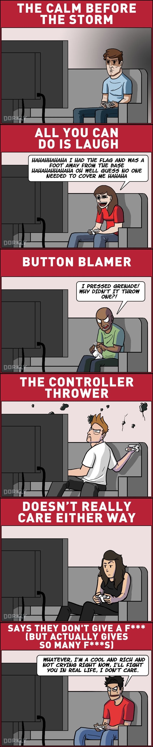 Gamer reactions to losing