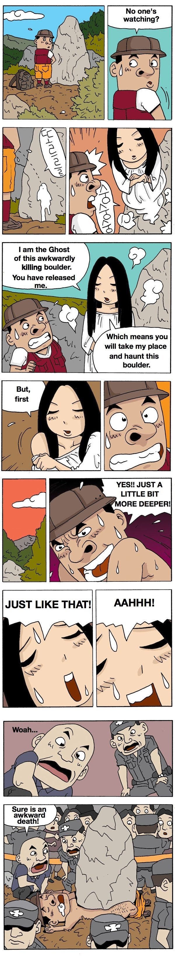 Awkwardly killing boulder