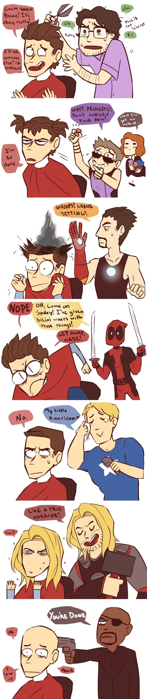 Spidey gets a haircut