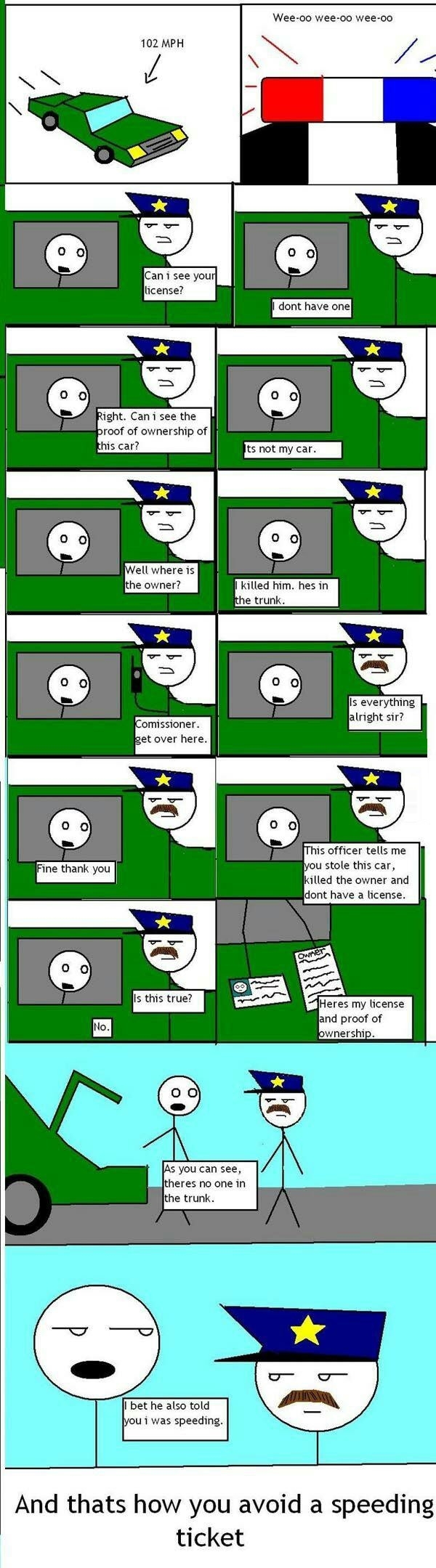 Avoiding a speeding ticket