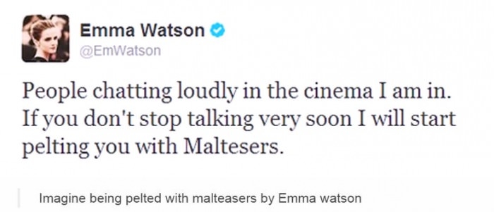 Emma pelting maltesers
