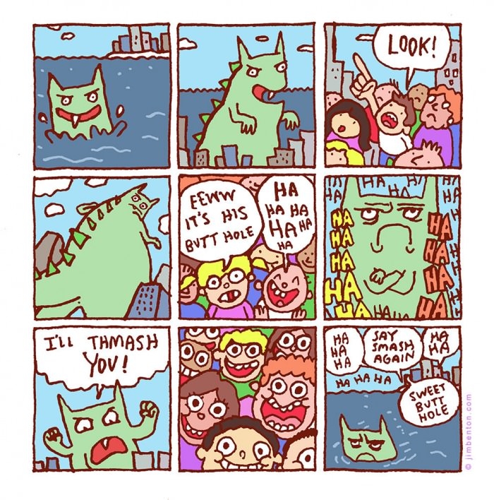 The giant monster attacks
