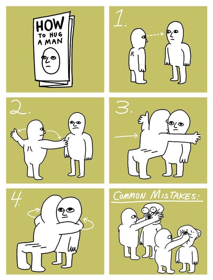 Proper way to hug a man